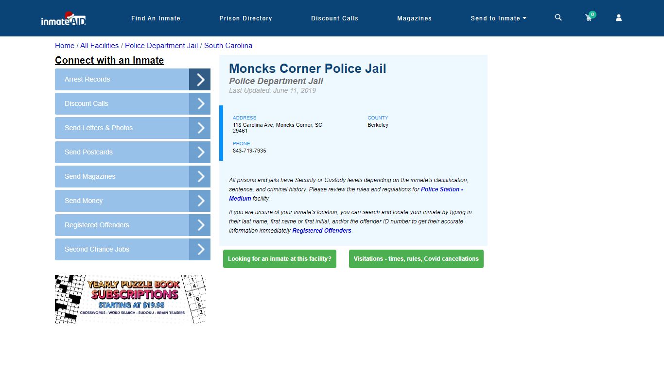 Moncks Corner Police Jail & Inmate Search - Moncks Corner, SC
